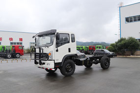 4×4平头排半D912越野底盘_四驱东风平头卡车底盘_平头压缩式垃圾车绿化喷洒车底盘改装