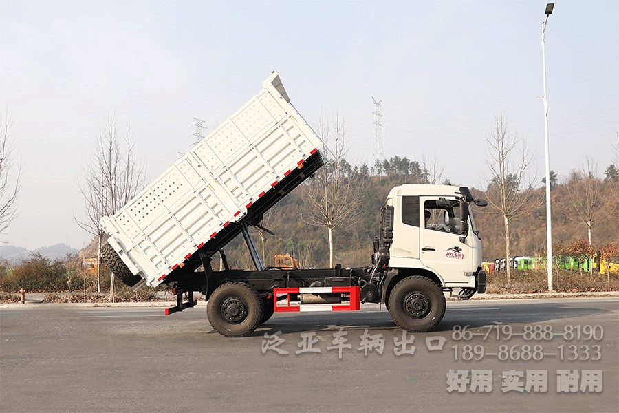 东风13吨自卸车，四驱自卸卡车，4x4自卸车，货箱加高型自卸车，越野自卸卡车，两桥矿用自卸车，自卸车出口，自卸车销售